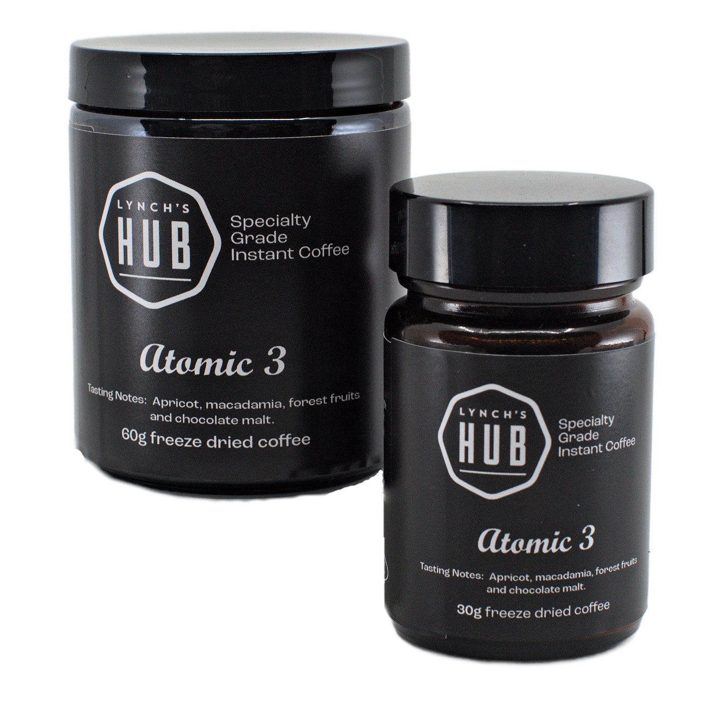 Atomic 3 Instant Coffee – Freeze Dried Specialty Blend, 30g and 60g