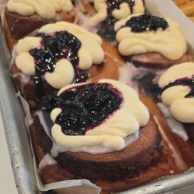 Oh My Days Blueberry and Cream Cheese Bun. Pre-order Newcastle