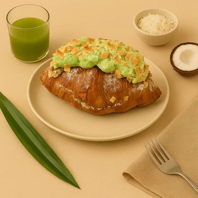 Oh My Days vegan Pandan & Coconut Croissant. Pre-order Newcastle