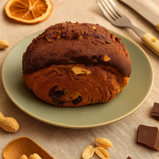 Oh May Days vegan Chocolate, Peanut and Orange Croissant. Newcastle Pre-order.
